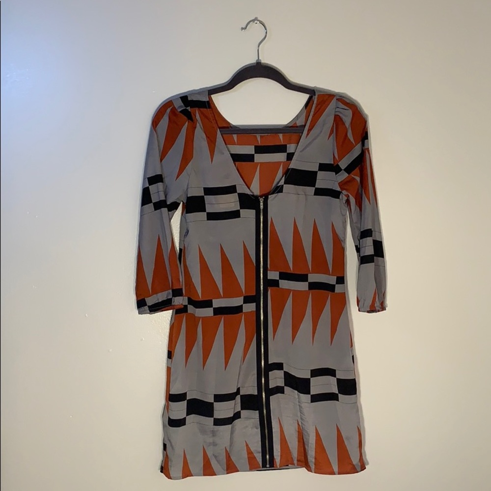 MWT My Story Geometric Zipper Dress